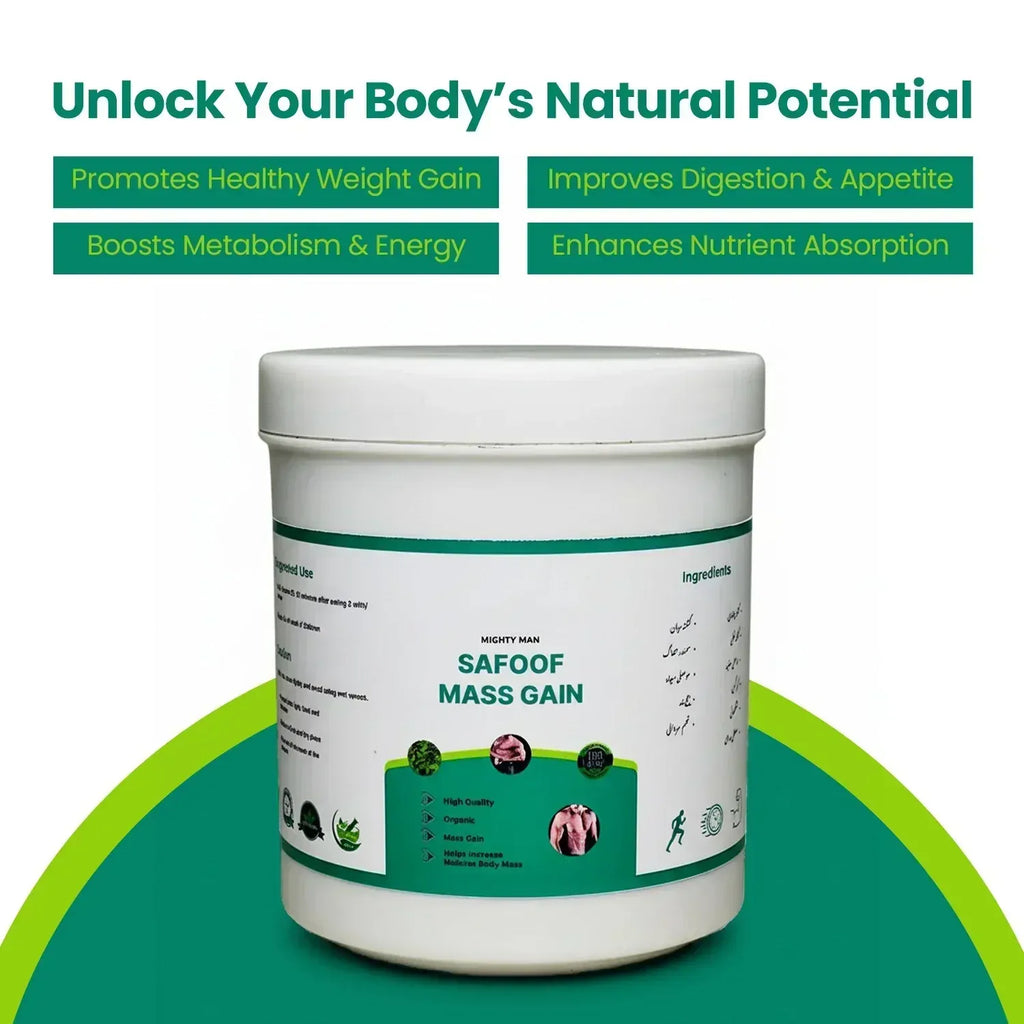 Safoof Mass Gain Herbal Weight Gain Powder Natural Body Mass Support Formula 150g